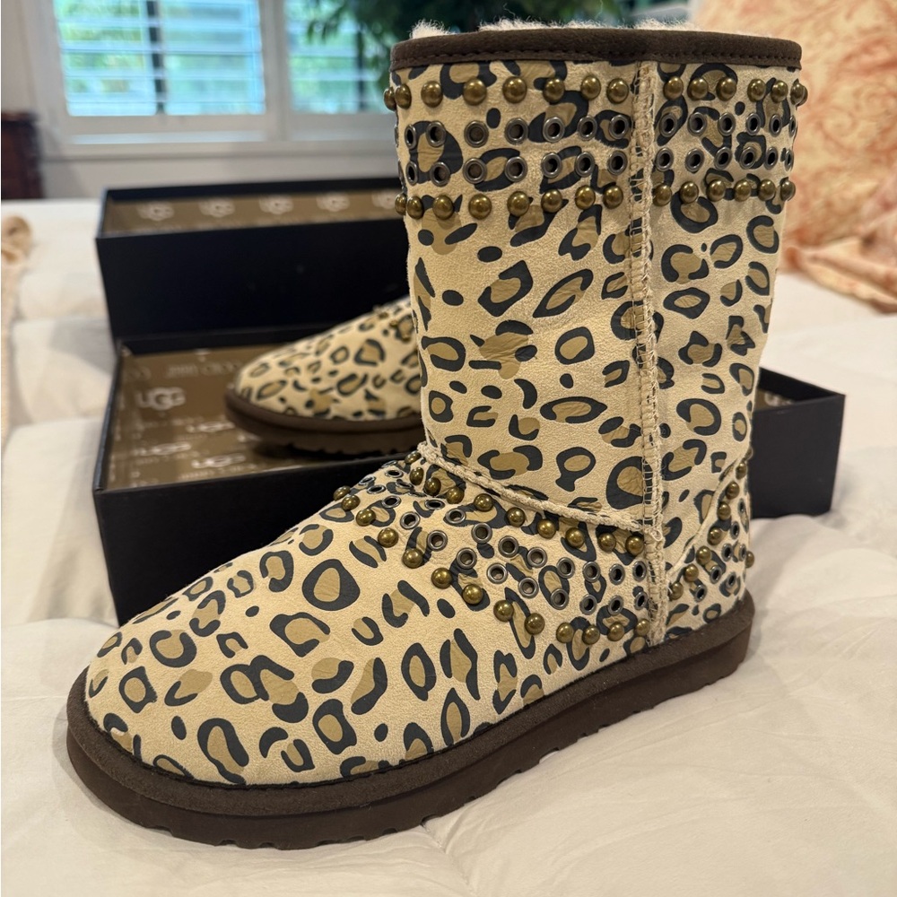 Jimmy Choo Beige Leopard Studded Boots